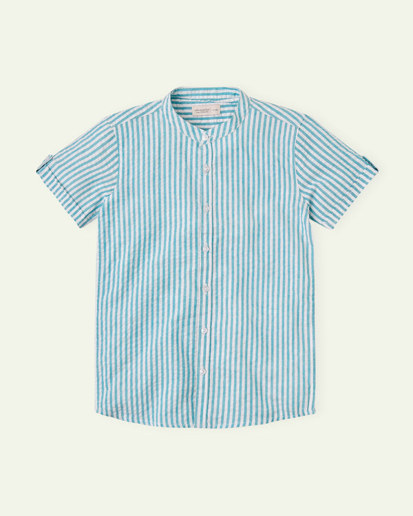 Aqua Stripes Seersucker Shirt