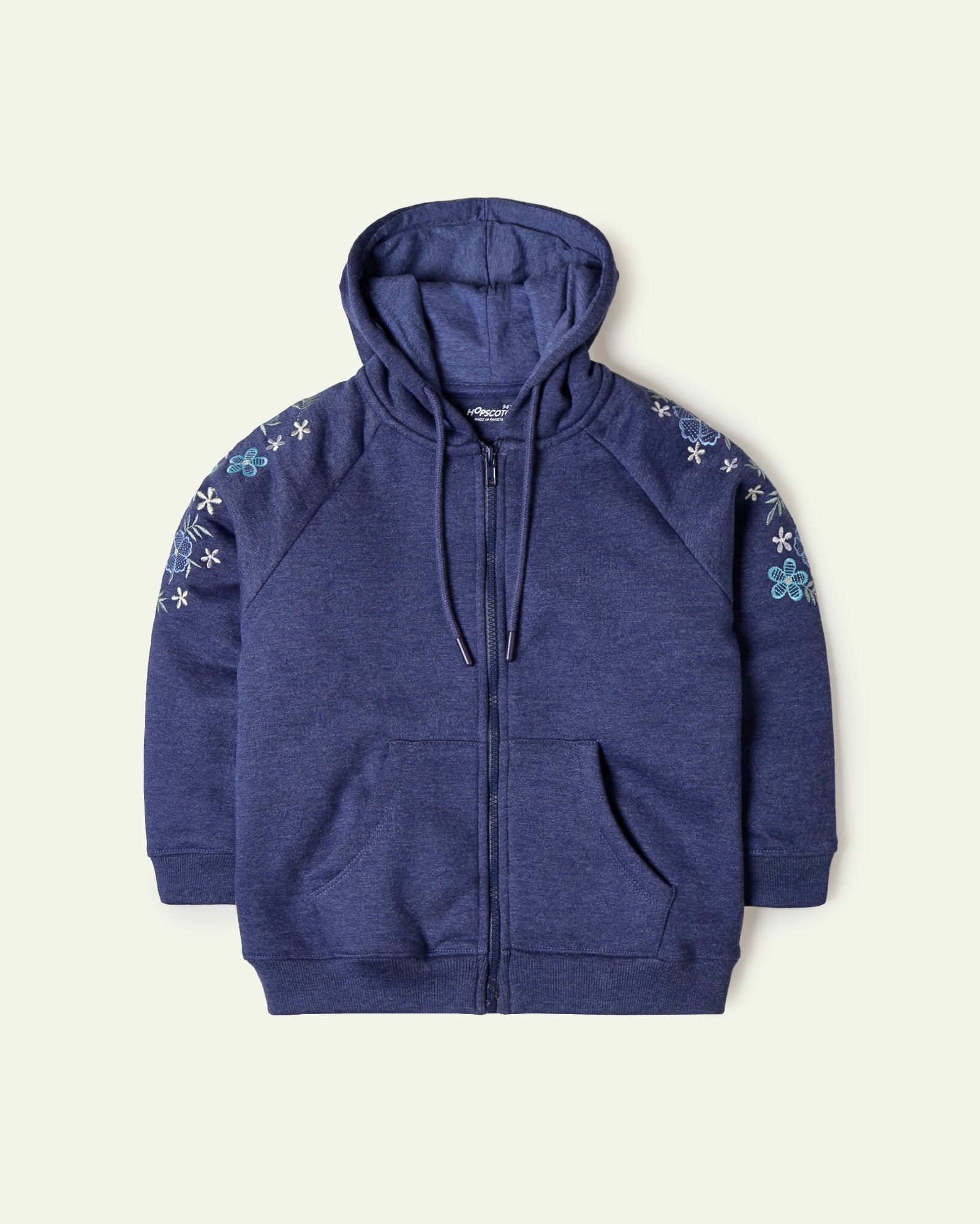 Floral Embroidered Zipper Hoodie – ilovehopscotch