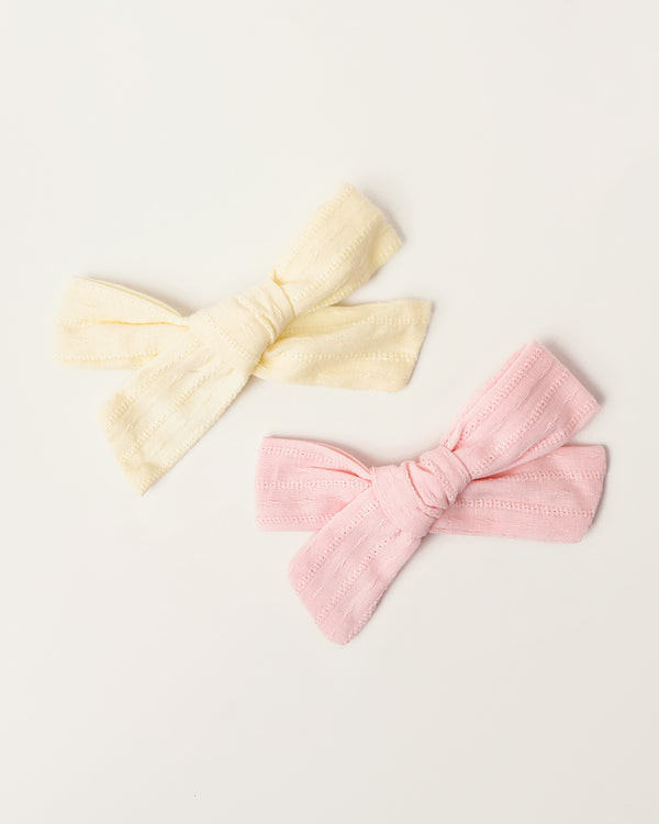 Pink and Yellow Bow Clips