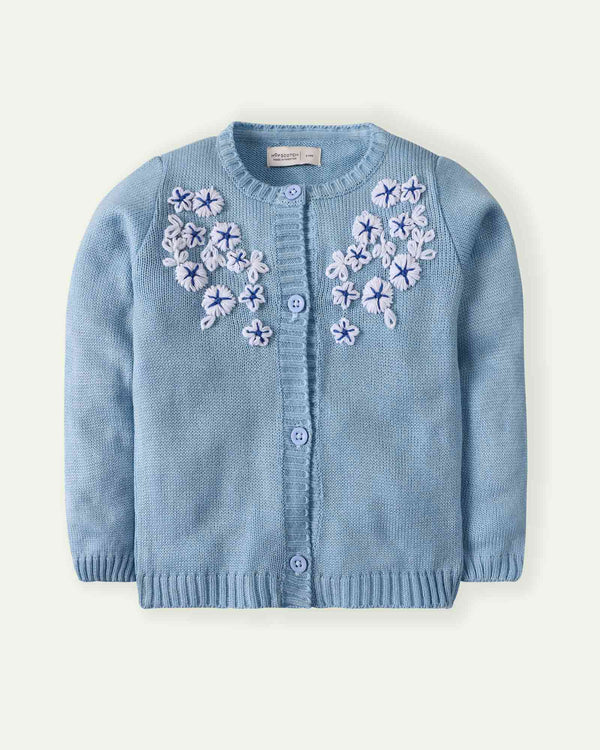 Blue Hand Embroidered Sweater