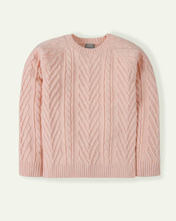 Peach Cable Knit Sweater