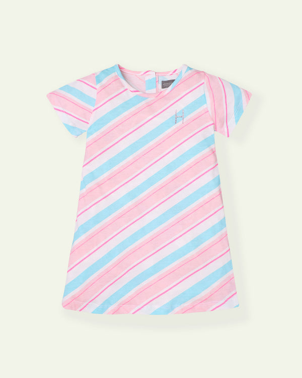 Pink Diagonal Stripes Dress