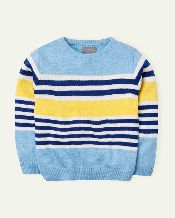 Striped Color Block Blue Sweater