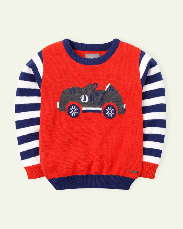 Racing Car Intarsia Sweater