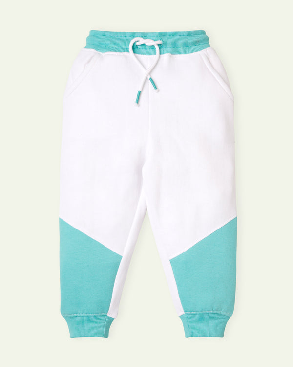 White and Green Colorblock Sweatpants