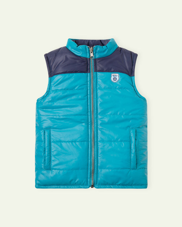 Green Colorblock Puffer Jacket