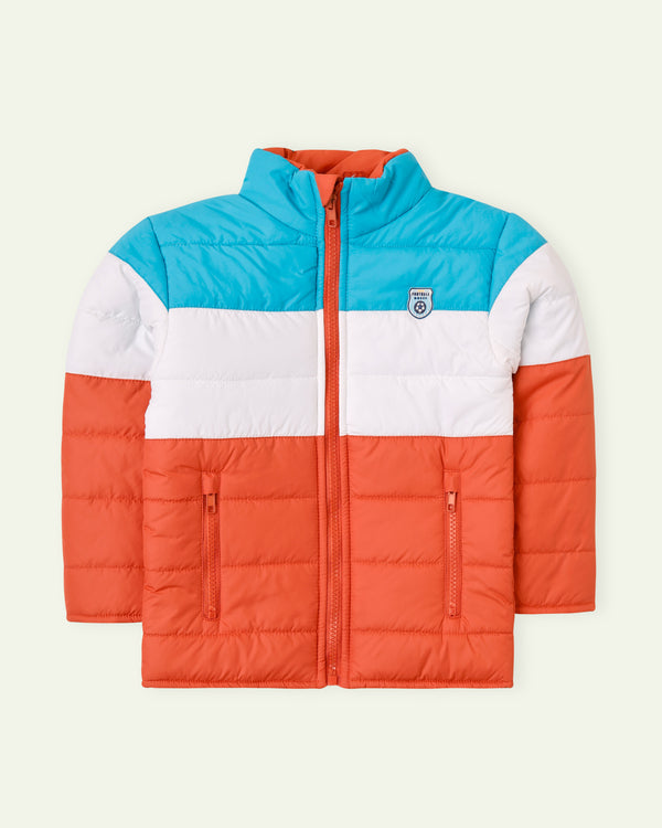 Orange Colorblock Puffer Jacket