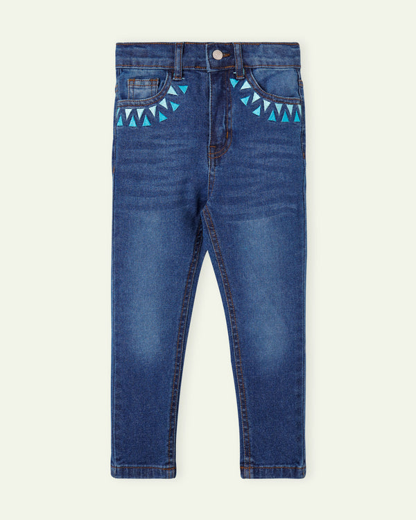 Triangle Embroidery Skinny Jeans