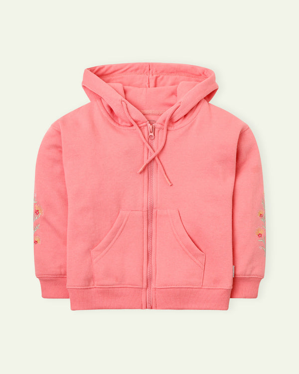 Pink Embroidered Hoodie