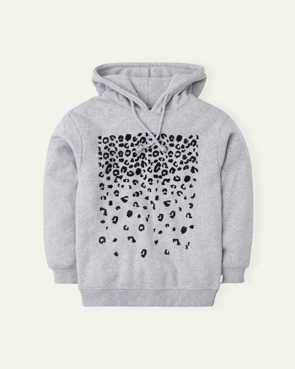 Grey Flock Print Hoodie