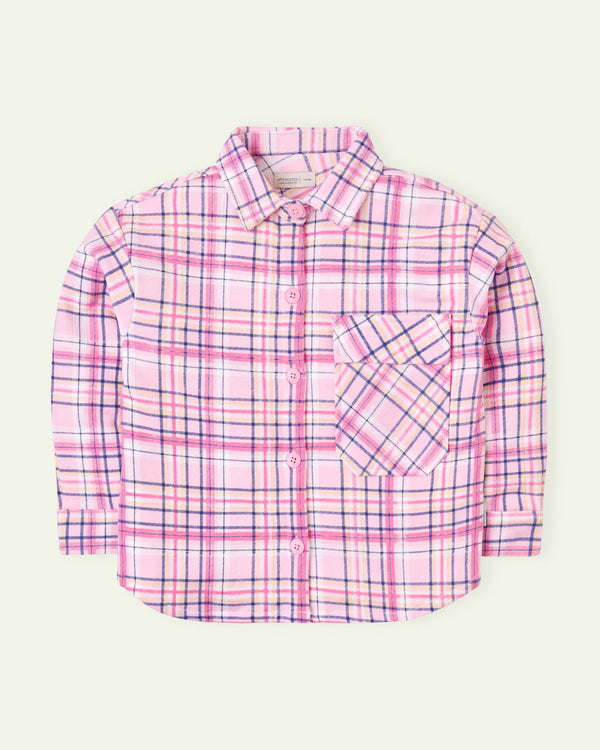 Pink Checkered Oversized Shacket