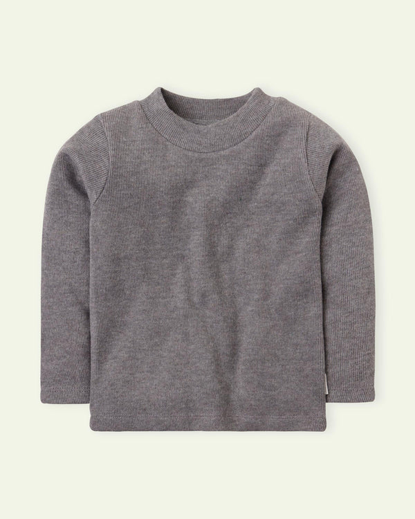 Grey Rib Mock Neck