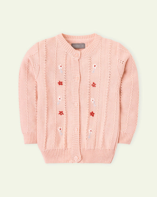 Peach Hand Embroidered Sweater