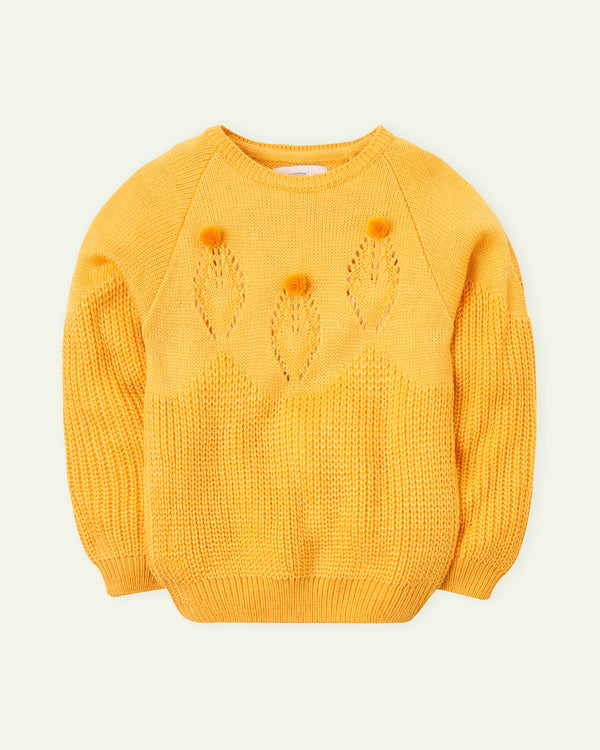 Yellow Eyelet Knit Sweater