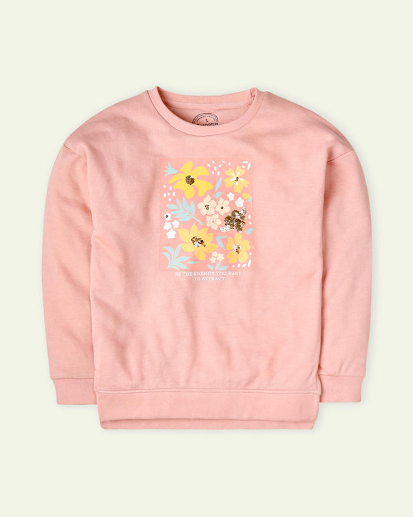 Sequined Peach Sweatshirt