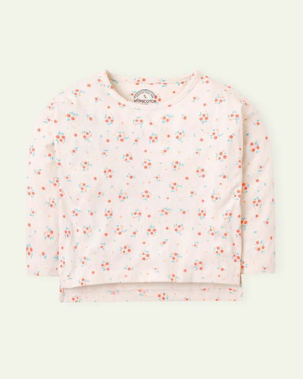 Cream Printed Floral T-Shirt