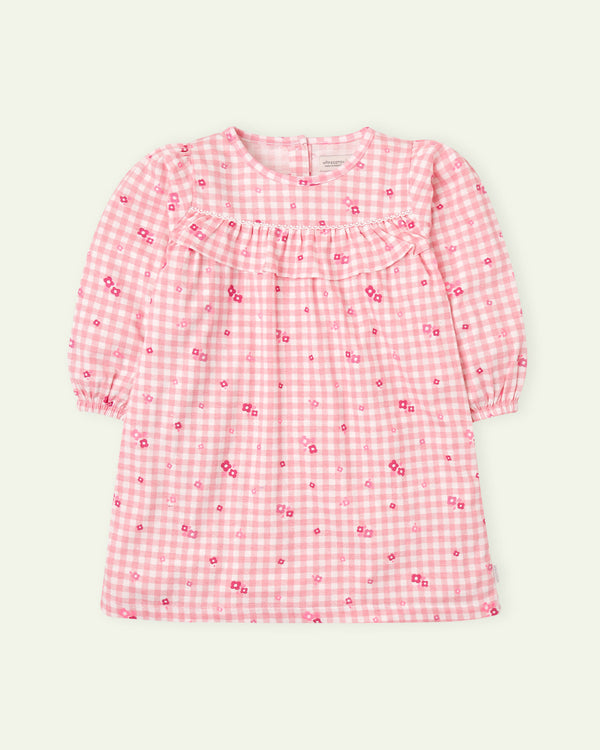 Pink Check A-Line Dress