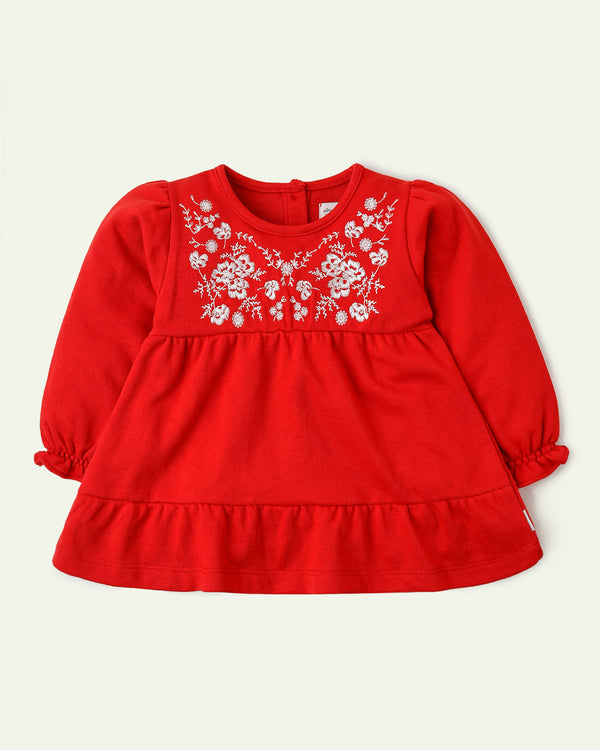 Red Embroidered Top