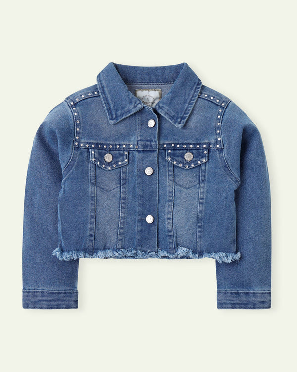 Cropped Diamante Denim Jacket