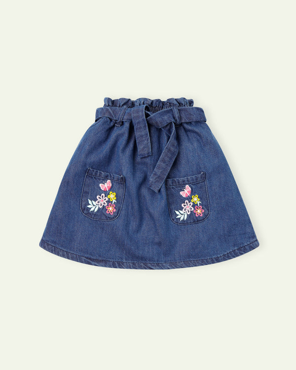 Embroidered Denim Skirt