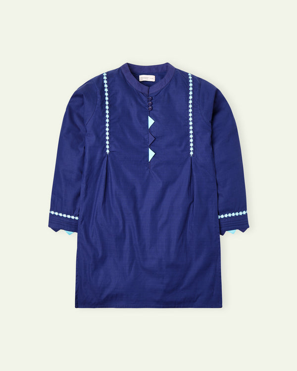 Navy Blue Embroidered Tunic