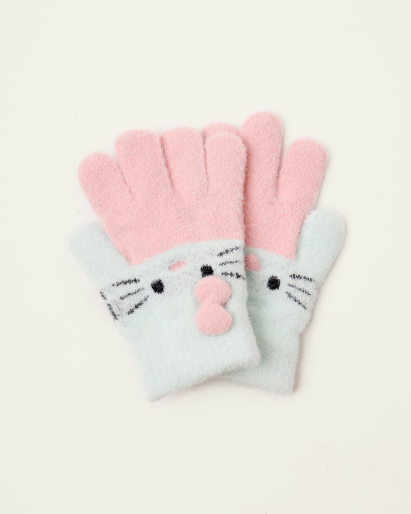 Pink and Aqua Kitty Gloves