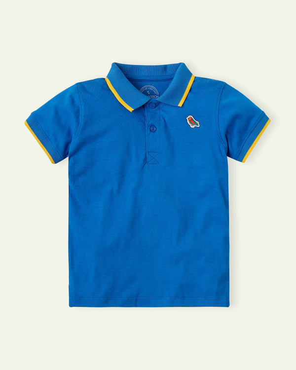 Blue Polo With Yellow Tipping
