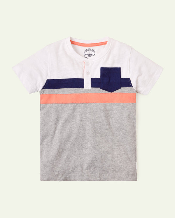 Peach and Blue Cut and Sew Henley