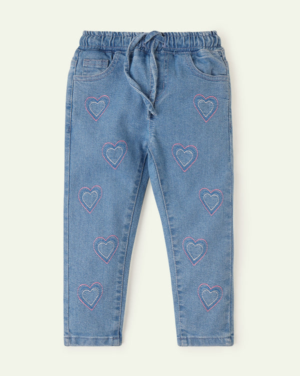 Embroidered Pull Up Jeans