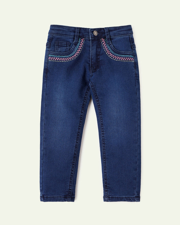 Embroidered Pocket Slim Fit Jeans