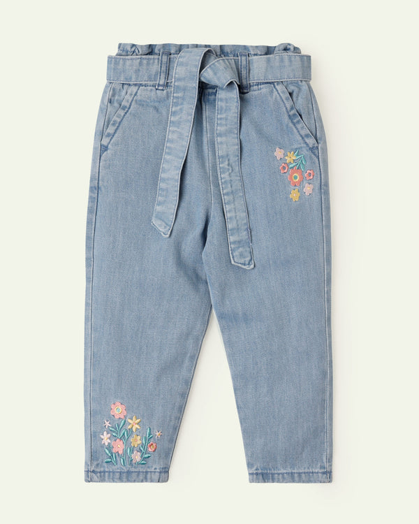 Embroidered Paper Bag Jeans