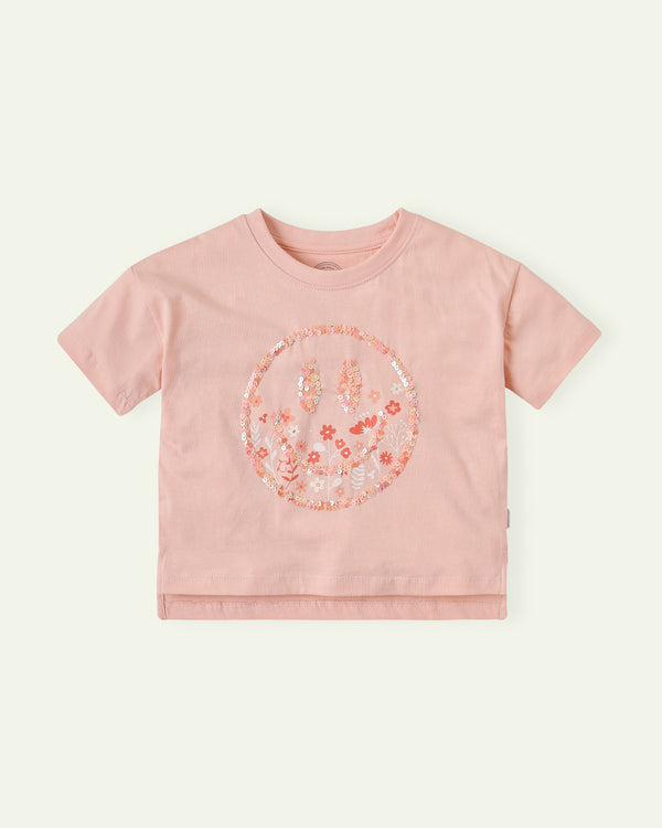 Peach Sequin T-Shirt