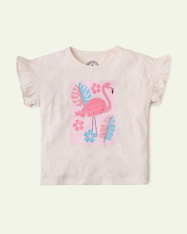Sequin Flamingo Graphic T-Shirt