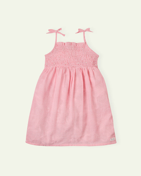 Pink Check Smocked Dress