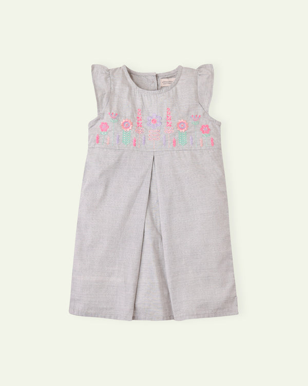Grey Dress With Neon Embroidery