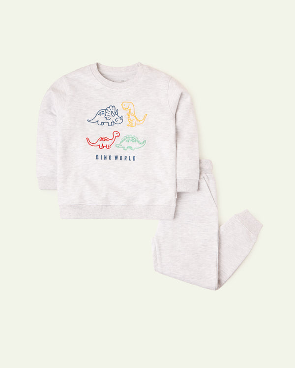 Embroidered Dinosaur Sweats Set