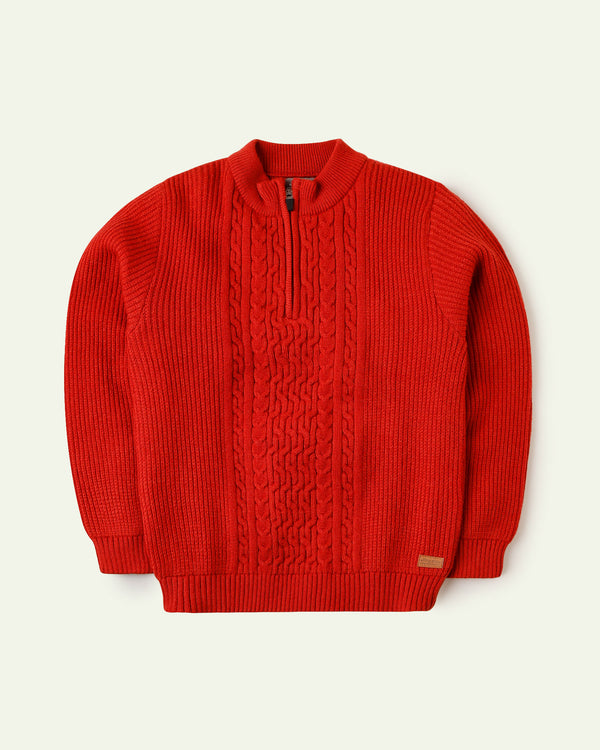 Red Mock Neck Sweater