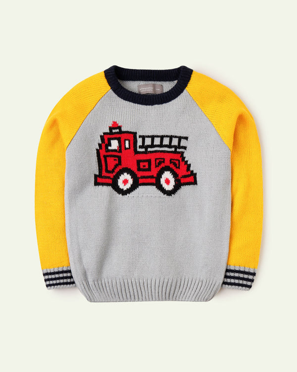 Grey & Yellow Truck Sweater