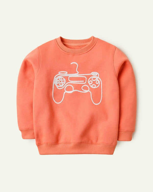 Orange Embroidered Sweatshirt