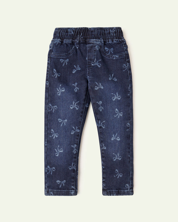 Dark Blue Bow Jeggings