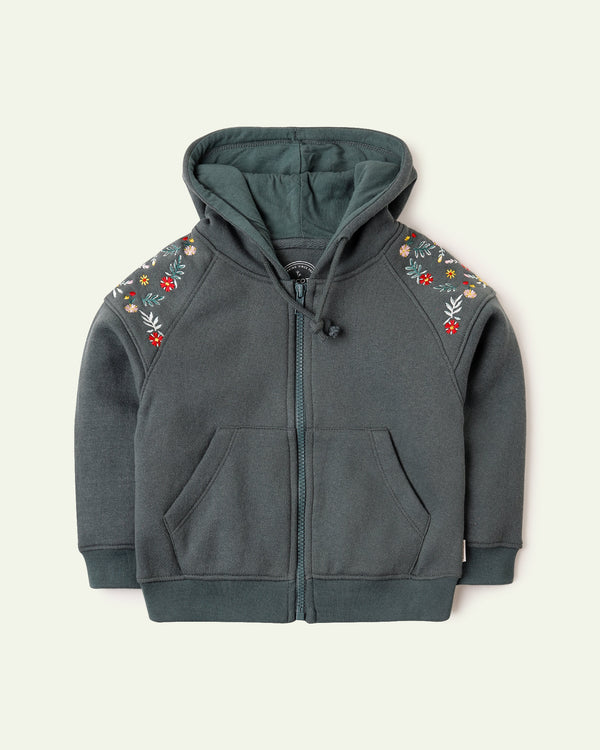 Embroidered Zipper Hoodie