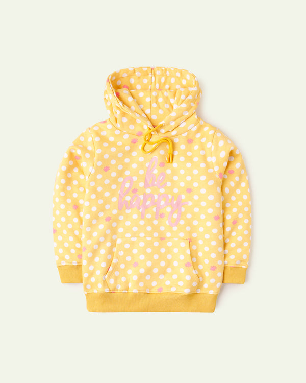 Yellow Printed Pullover Hoodie