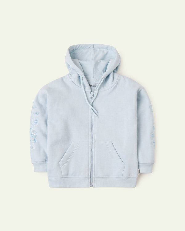 Embroidered Ice Blue Hoodie