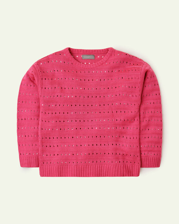 Pink Open-Knit Sweater