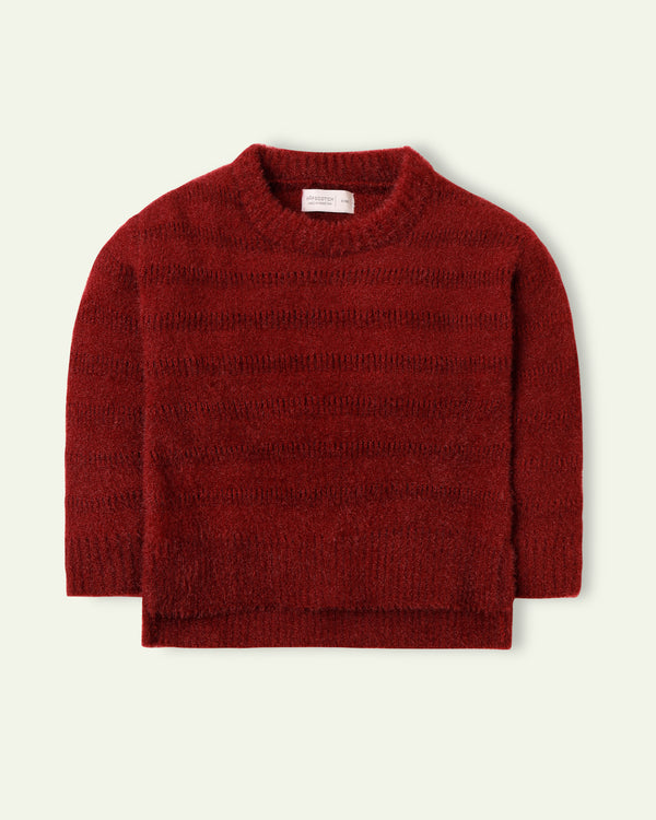 Boxy Maroon Feather Sweater