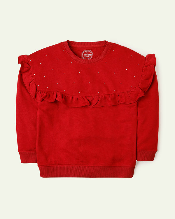 Red Embellished Sweatshirt