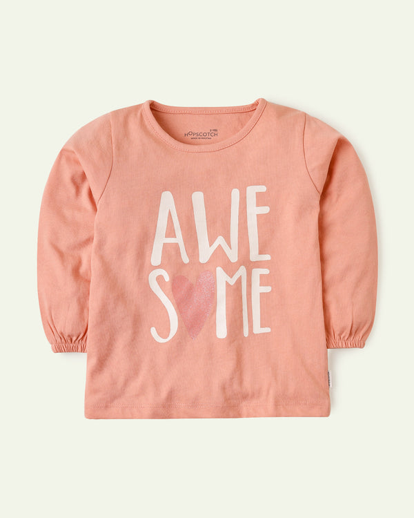 Peach Glitter Print T-Shirt