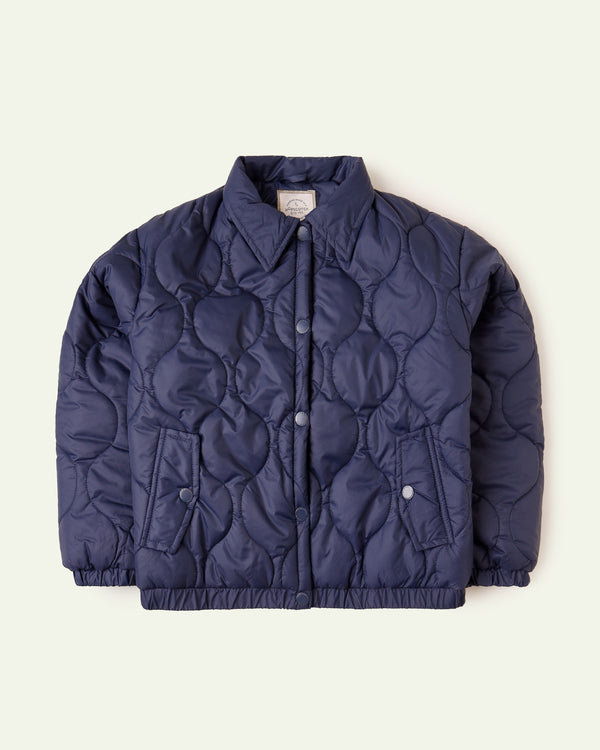 Blue Crop Puffer Jacket