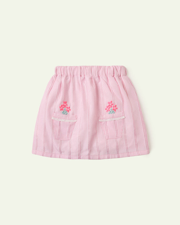 Pink Embroidered Skirt