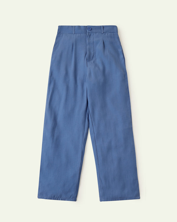 Blue High-Rise Trousers